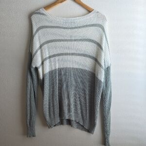 Doe & Rae Gray and White Striped Sweater